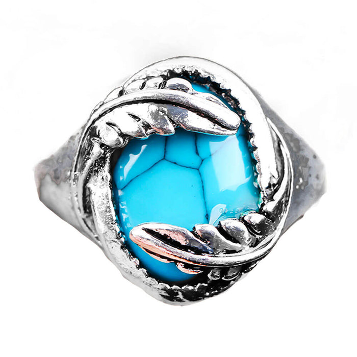 Silver Feather Turquoise Ring