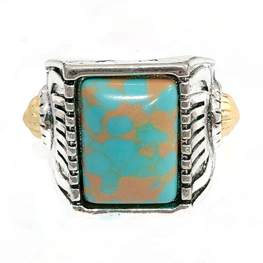 Square Signet Turquoise Ring