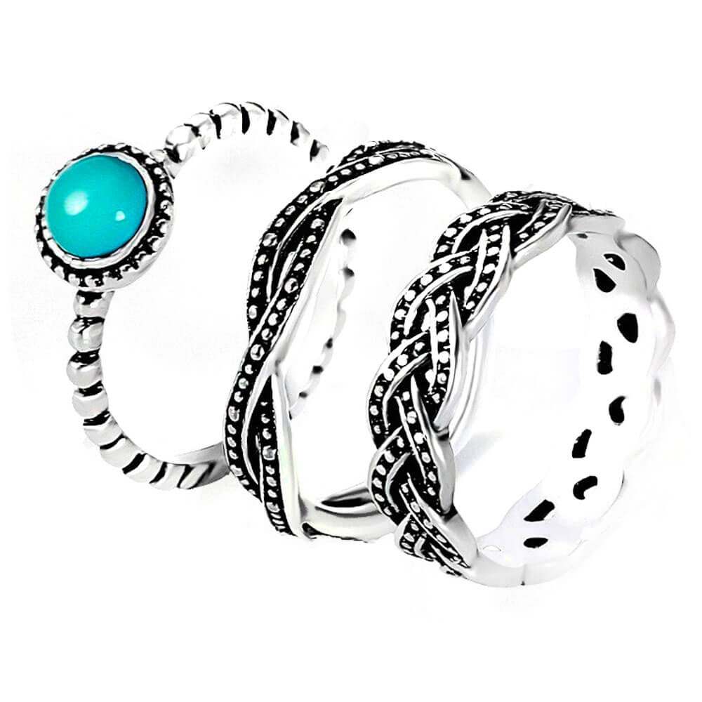 Set of 3 Turquoise Ring