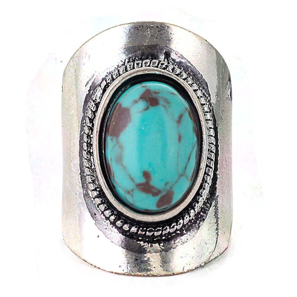 Silver Long Turquoise Ring