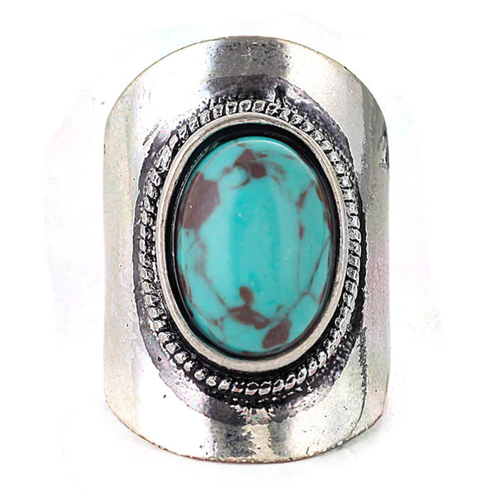 Silver Long Turquoise Ring