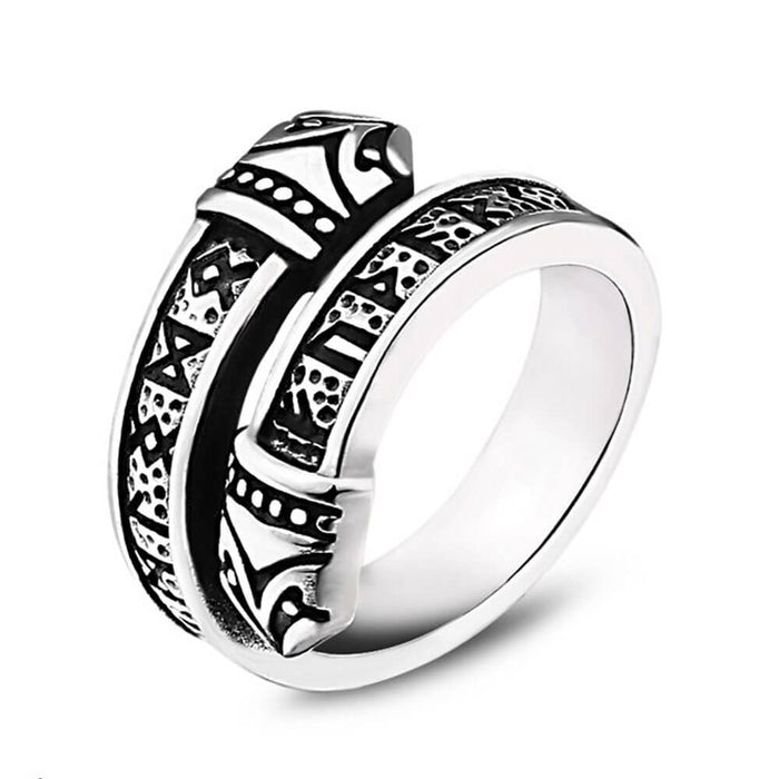Band Celtic Viking Runes Adjustable Ring – Stainless Steel