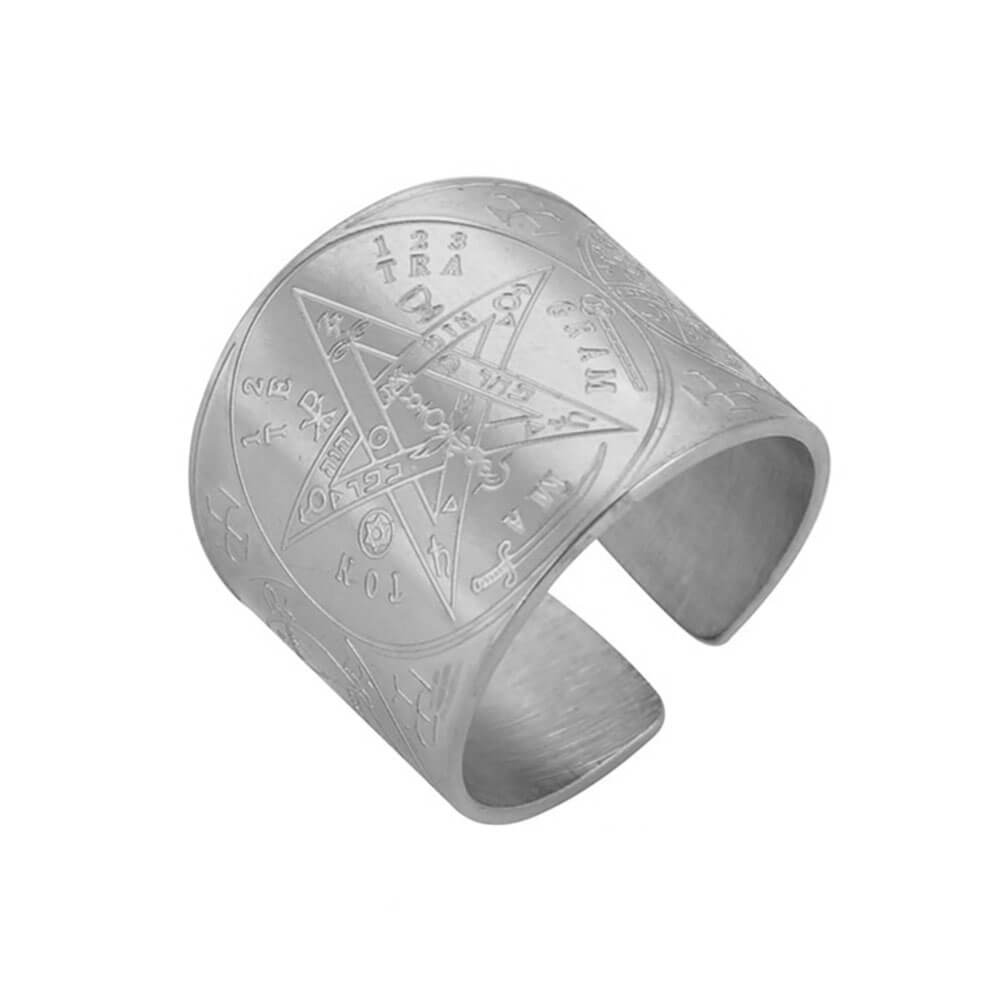 Silver Tetragrammaton Pentacle Ring
