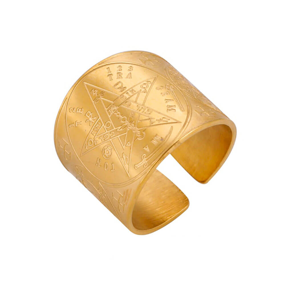 Gold Tetragrammaton Pentacle Ring
