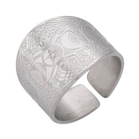 Silver Adjustable Triple Moon Wiccan Ring