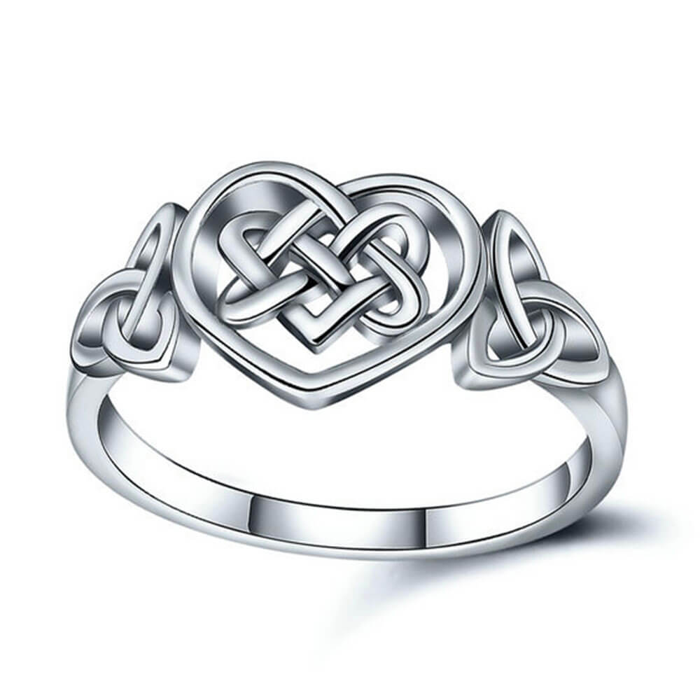 Silver Triquetra Heart Ring