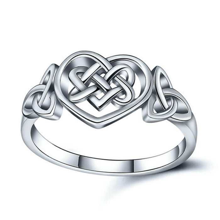 Silver Triquetra Heart Ring