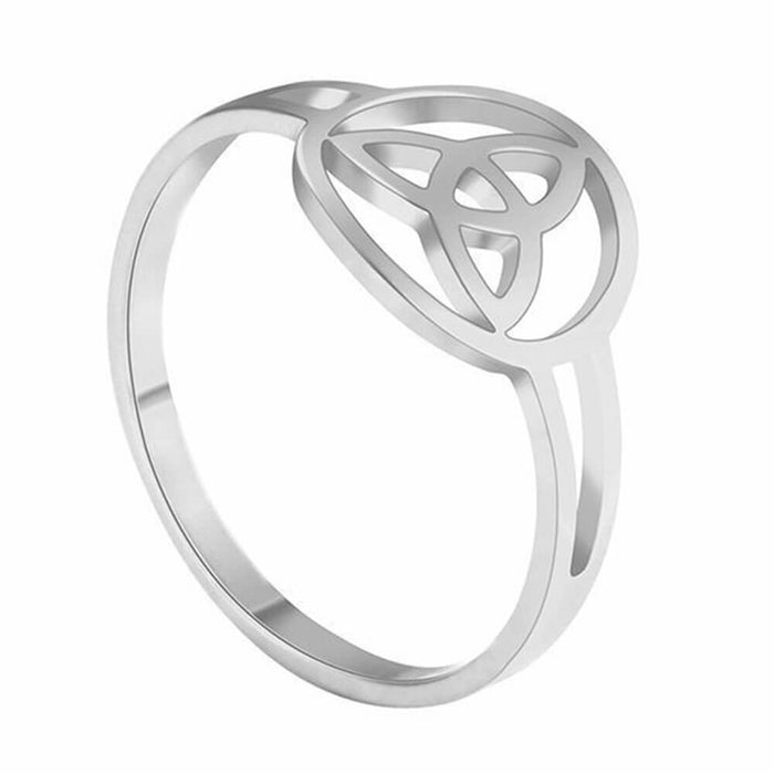 Silver Celtic Triquetra Circle Ring – Stainless Steel