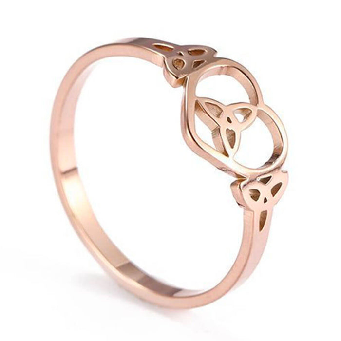 Rose Gold Celtic Triquetra Heart Ring – Stainless Steel