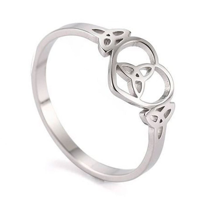Silver Celtic Triquetra Heart Ring – Stainless Steel