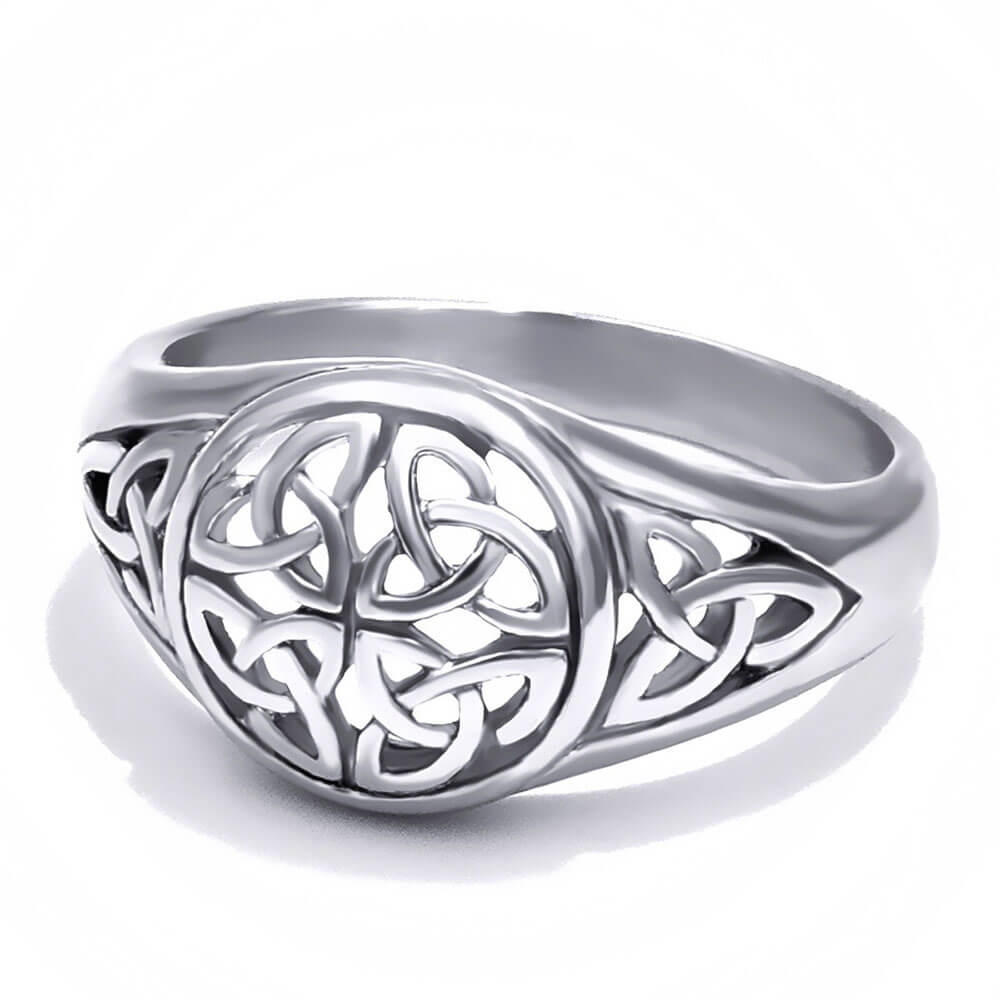 Silver Celtic Triquetra Band Ring – Stainless Steel