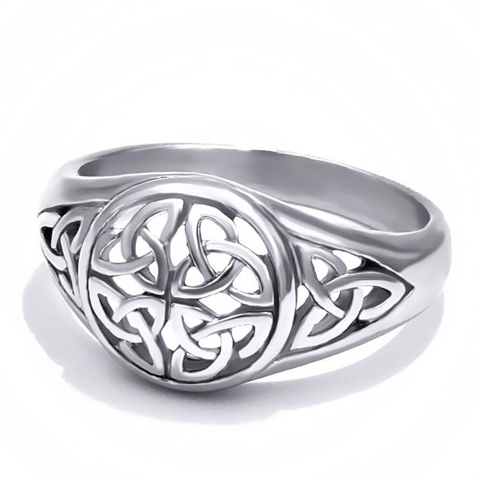 Silver Celtic Triquetra Band Ring – Stainless Steel