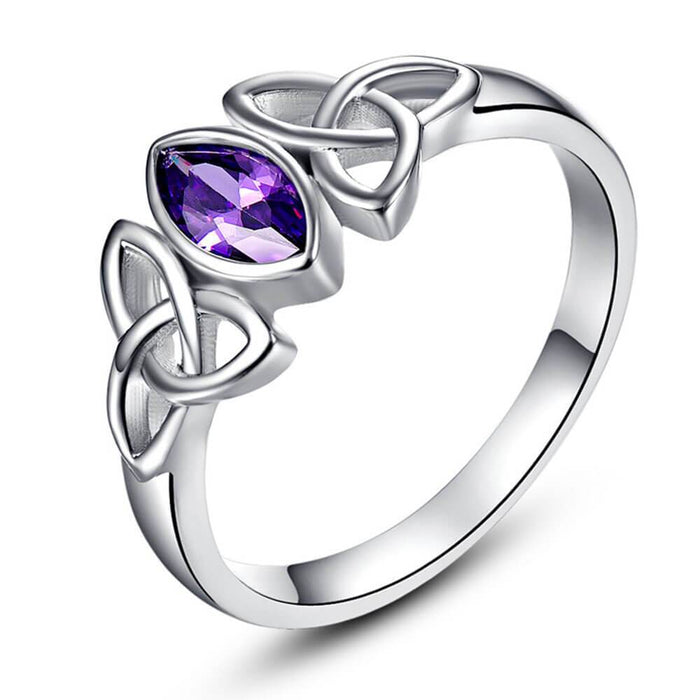 Purple Crystal Triquetra Band Ring