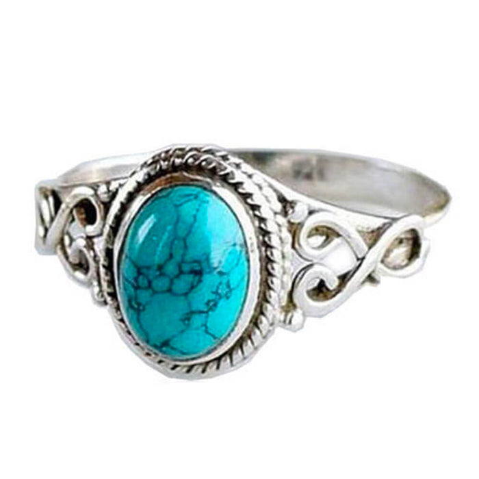 Silver Turquoise Ring – Stainless Steel