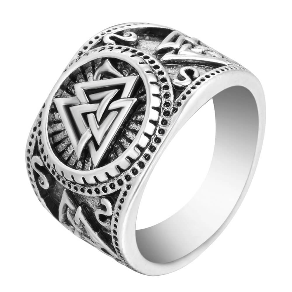 Silver Viking Valknut Band Ring – Stainless Steel