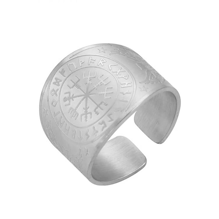 Silver Vegvisir Ring – Stainless Steel