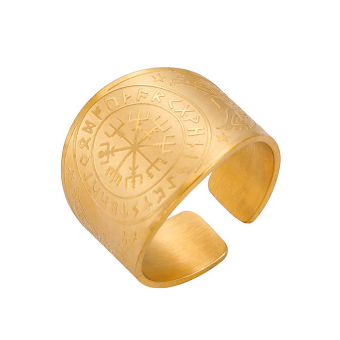 Gold Vegvisir Ring – Stainless Steel
