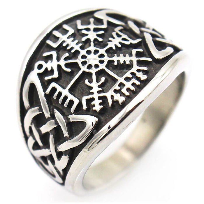 Silver Viking Compass Vegvisir Ring – Stainless Steel