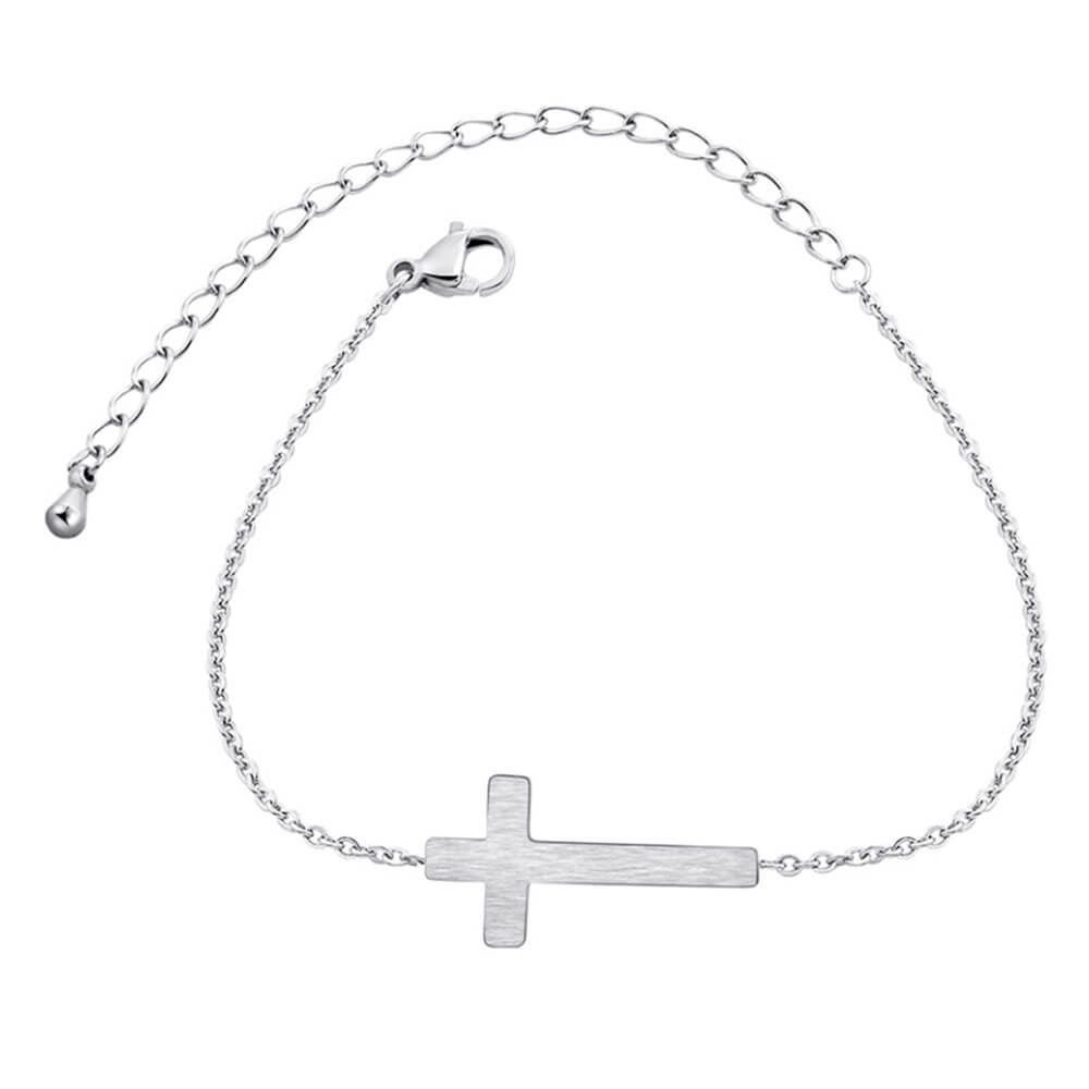 Silver Christian Cross Bracelet – Stainless Steel
