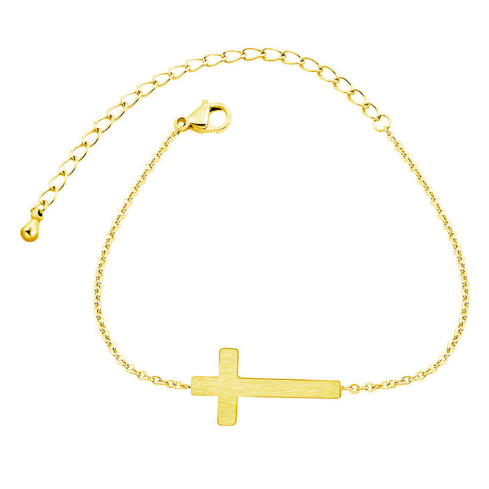 Gold Christian Cross Bracelet – Stainless Steel