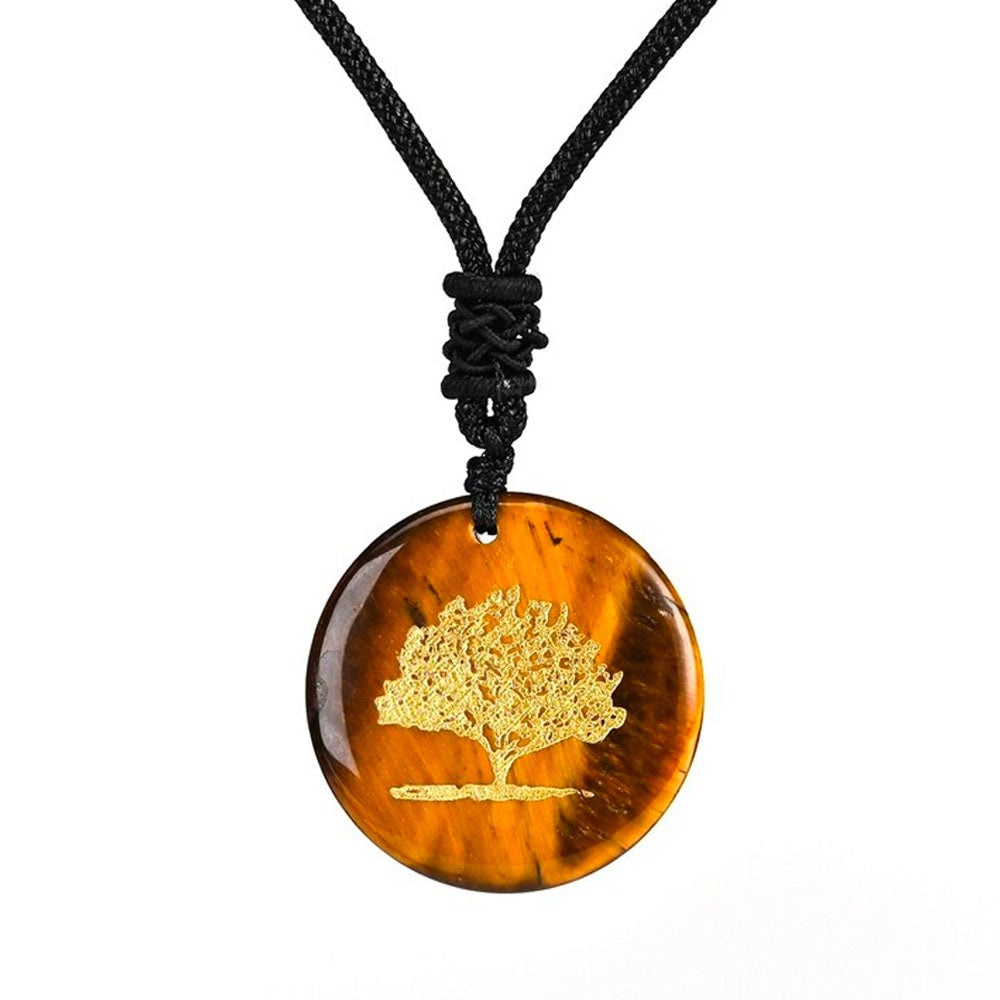 Tiger Eye Tree of Life Pendant Necklace