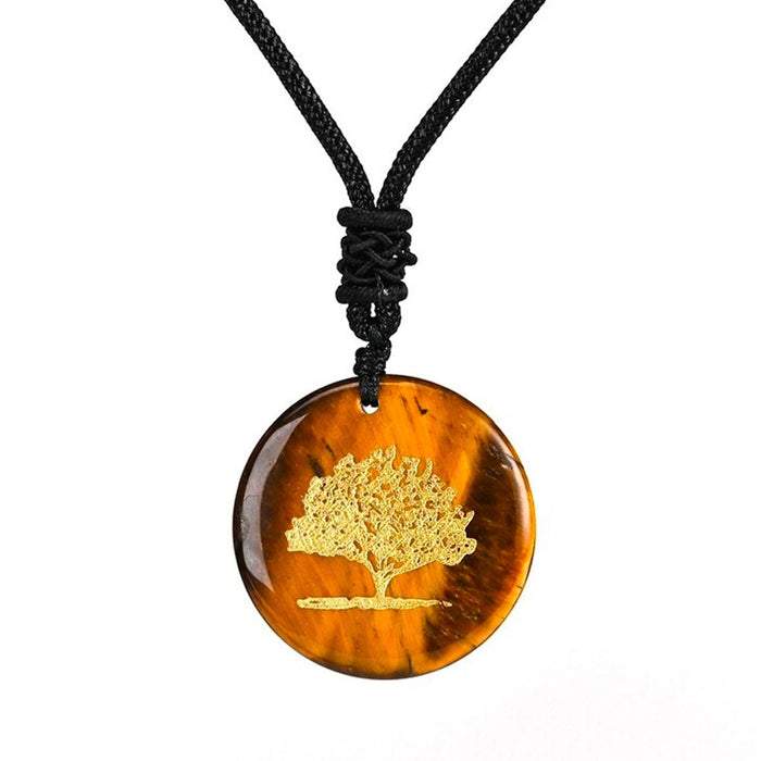 Tiger Eye Tree of Life Pendant Necklace
