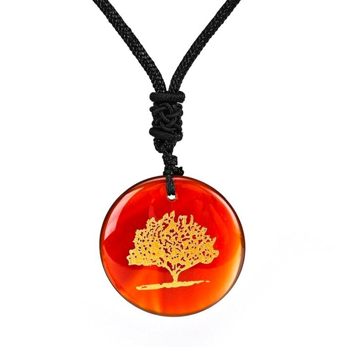 Red Agate Tree of Life Pendant Necklace