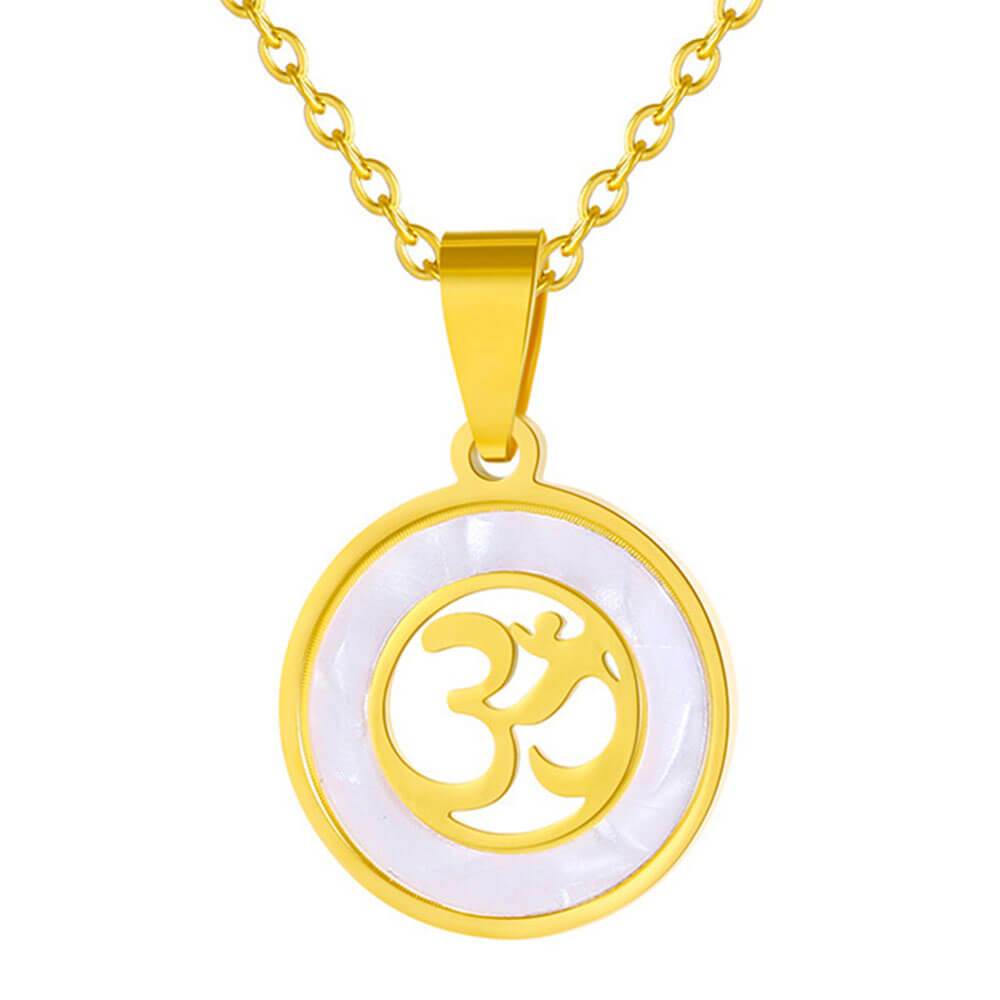 Gold Round Aum Pendant Necklace