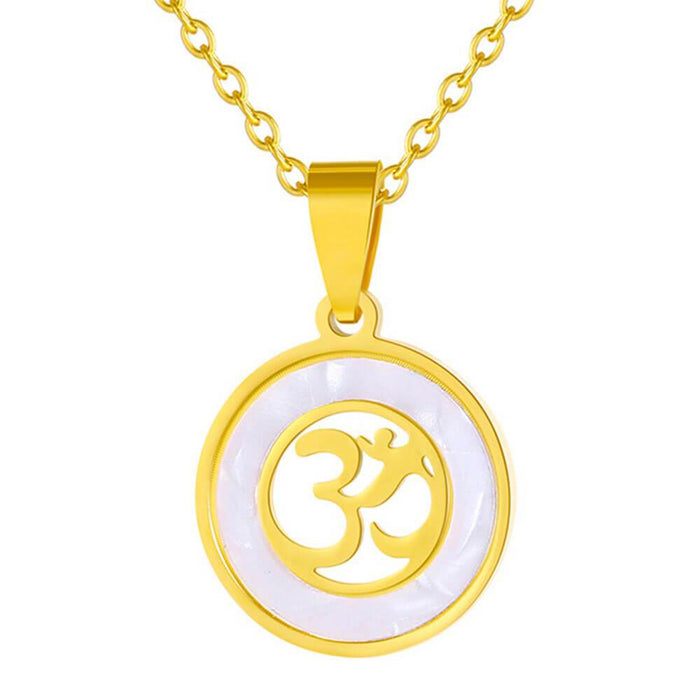 Gold Round Aum Pendant Necklace