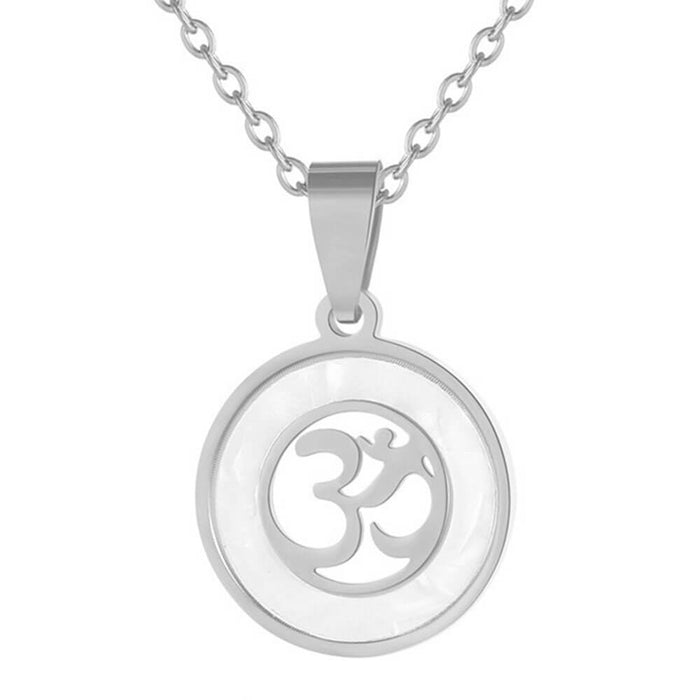 Silver Round Aum Pendant Necklace