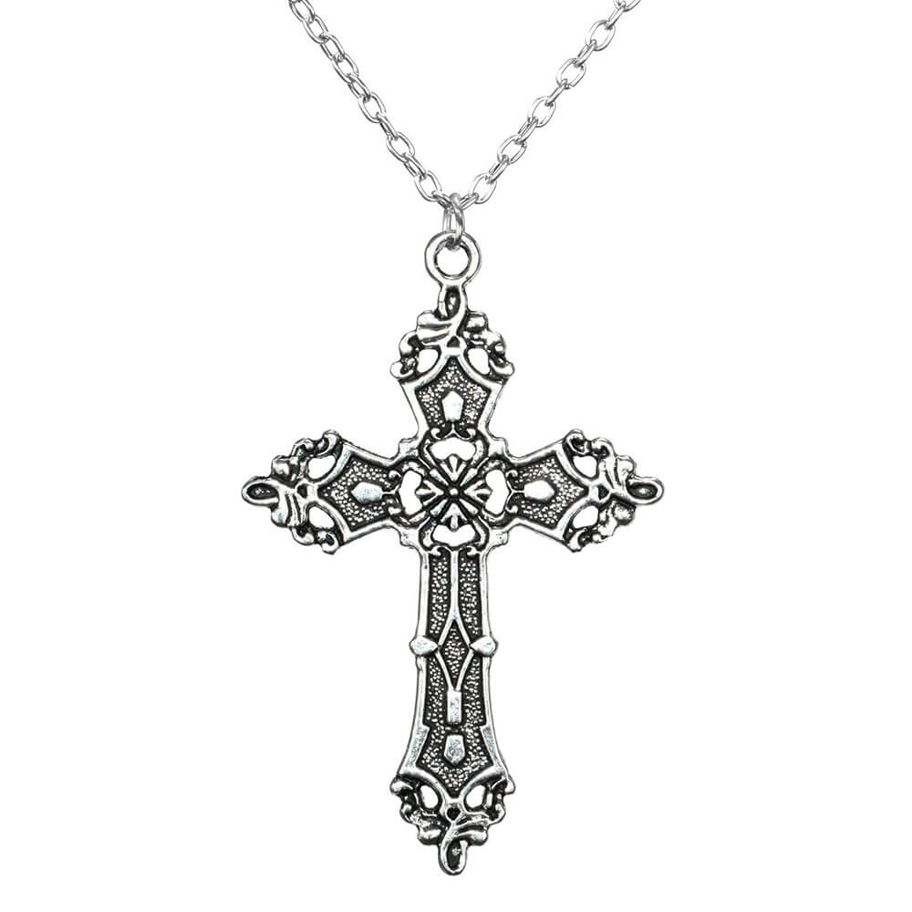 Silver Christian Orthodox Cross Pendant Necklace – Stainless Steel