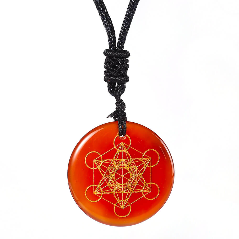 Red Agate Metatron's Cube Pendant Necklace
