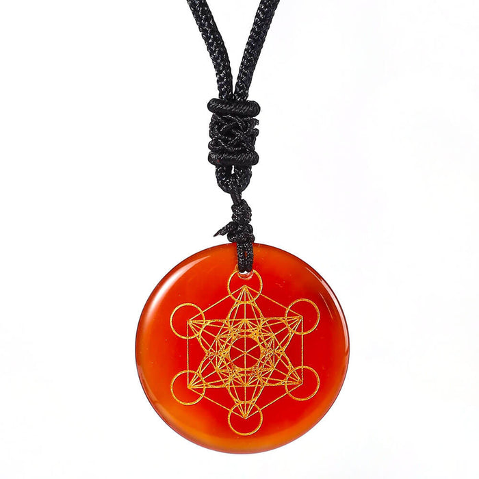 Red Agate Metatron's Cube Pendant Necklace