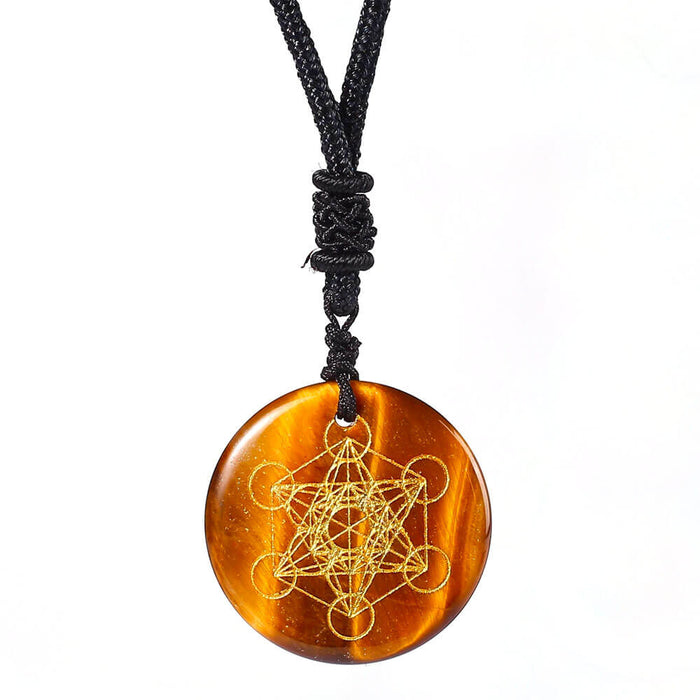 Tiger Eye Metatron's Cube Pendant Necklace