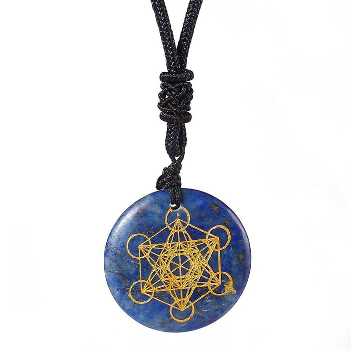 Lapis Lazuli Metatron's Cube Pendant Necklace