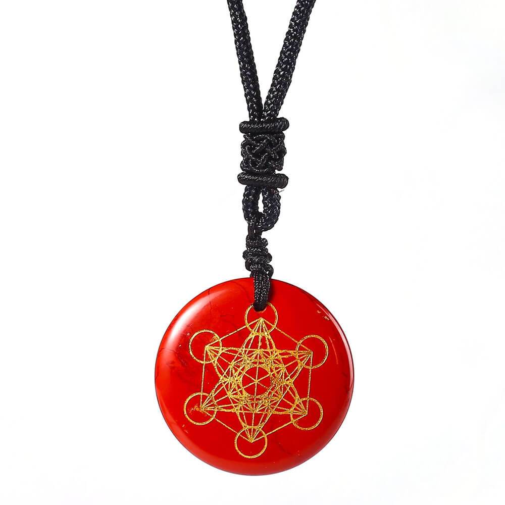 Red Jasper Metatron's Cube Pendant Necklace