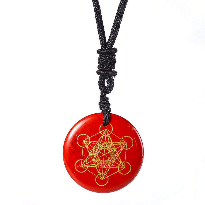 Red Jasper Metatron's Cube Pendant Necklace