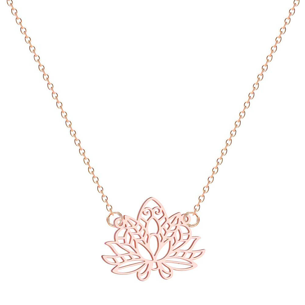 Rose Gold Lotus Flower Pendant Necklace