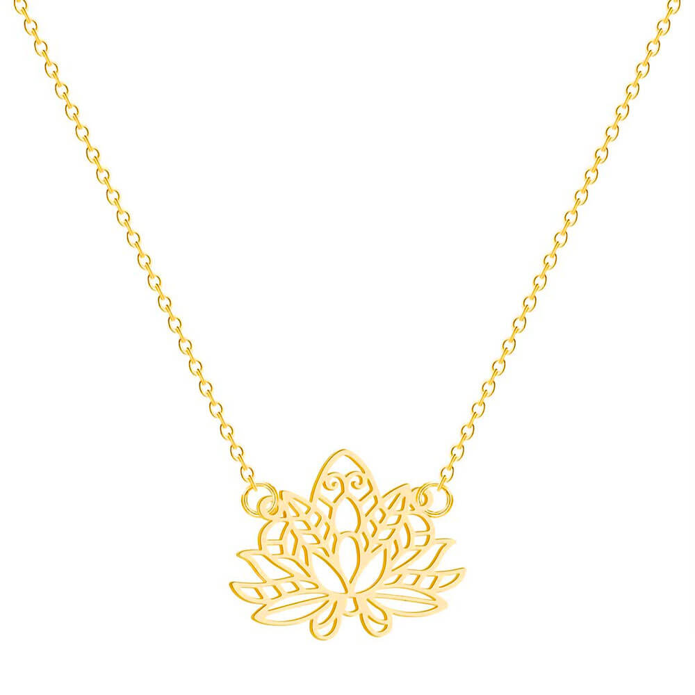 Gold Lotus Flower Pendant Necklace II