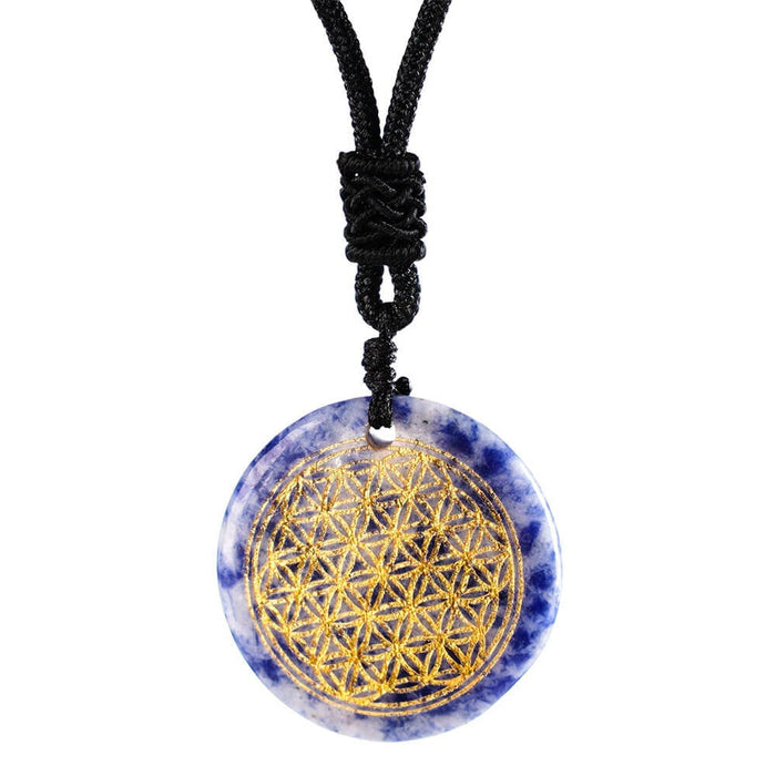 Sodalite Flower of Life Pendant Necklace