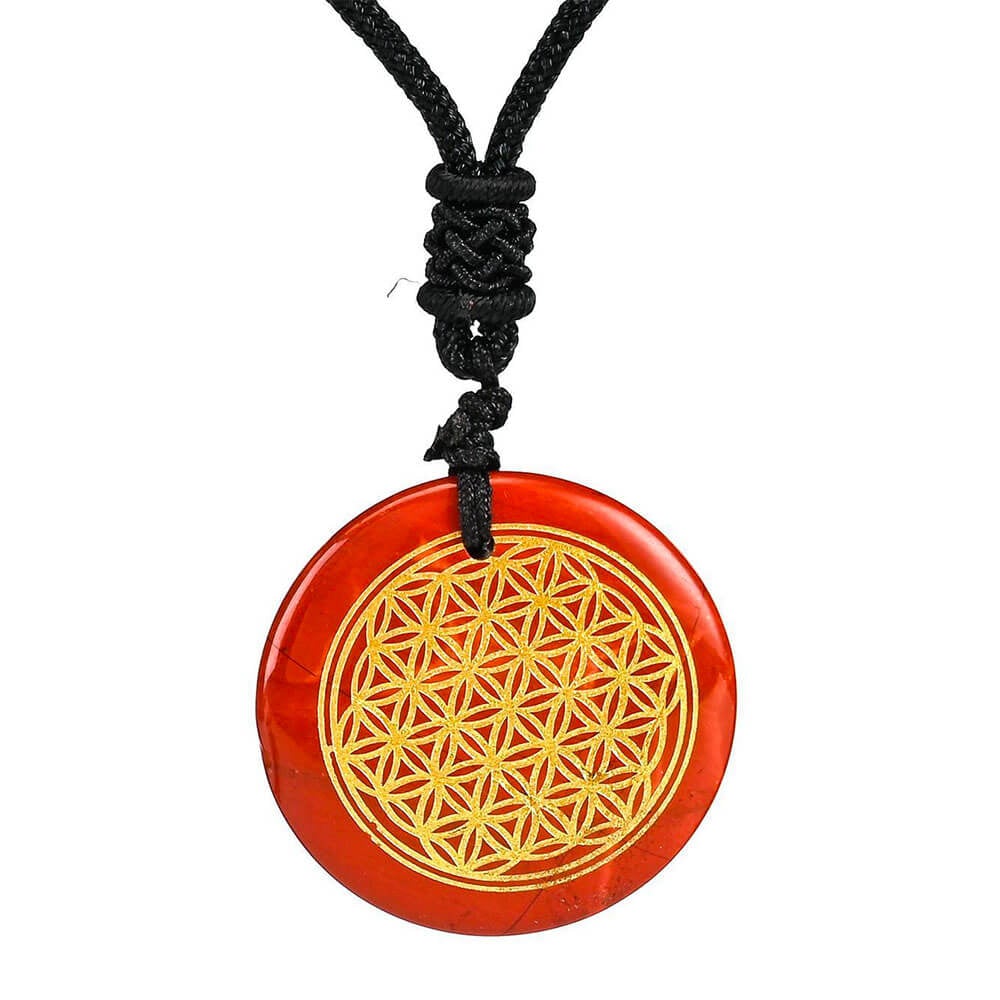 Red Jasper Flower of Life Pendant Necklace