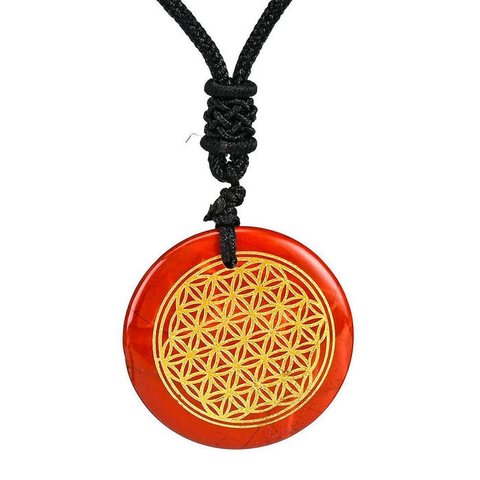 Red Jasper Flower of Life Pendant Necklace
