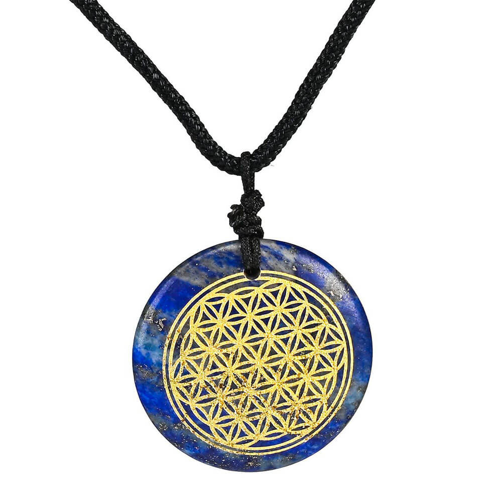 Lapis Lazuli Flower of Life Pendant Necklace
