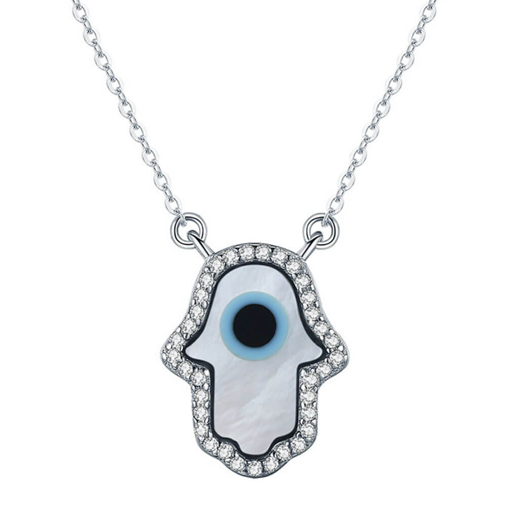 Greek Evil Eye Hand of Fatima Pendant Necklace