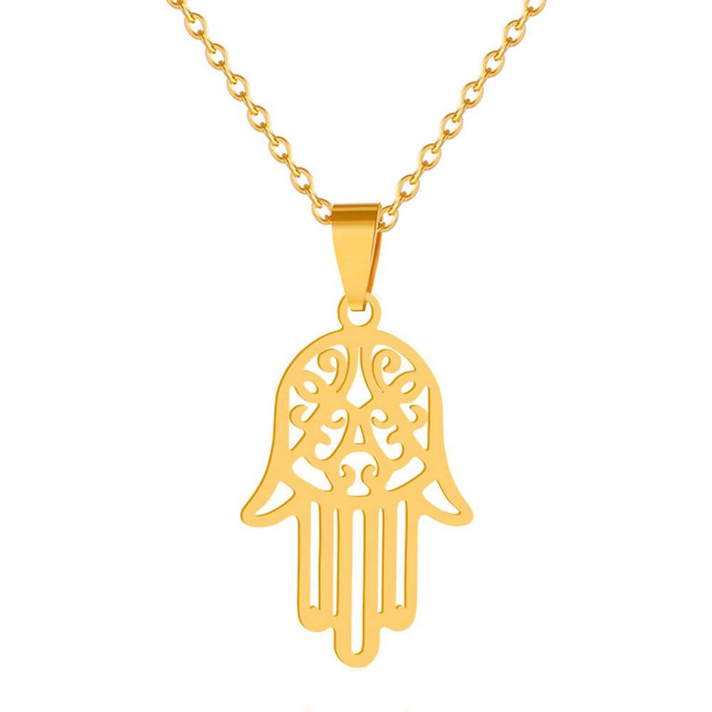 Gold Hand of Fatima Pendant Necklace