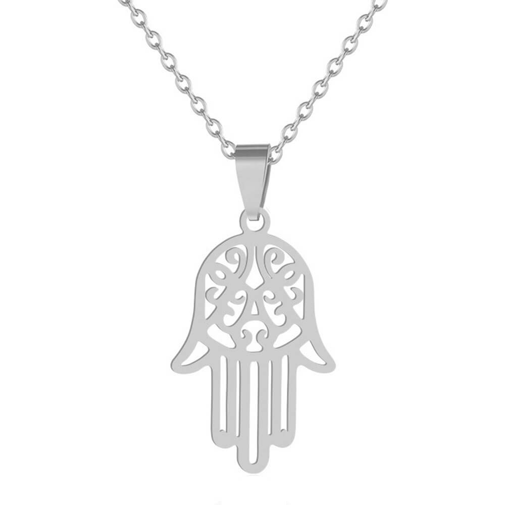 Silver Hand of Fatima Pendant Necklace