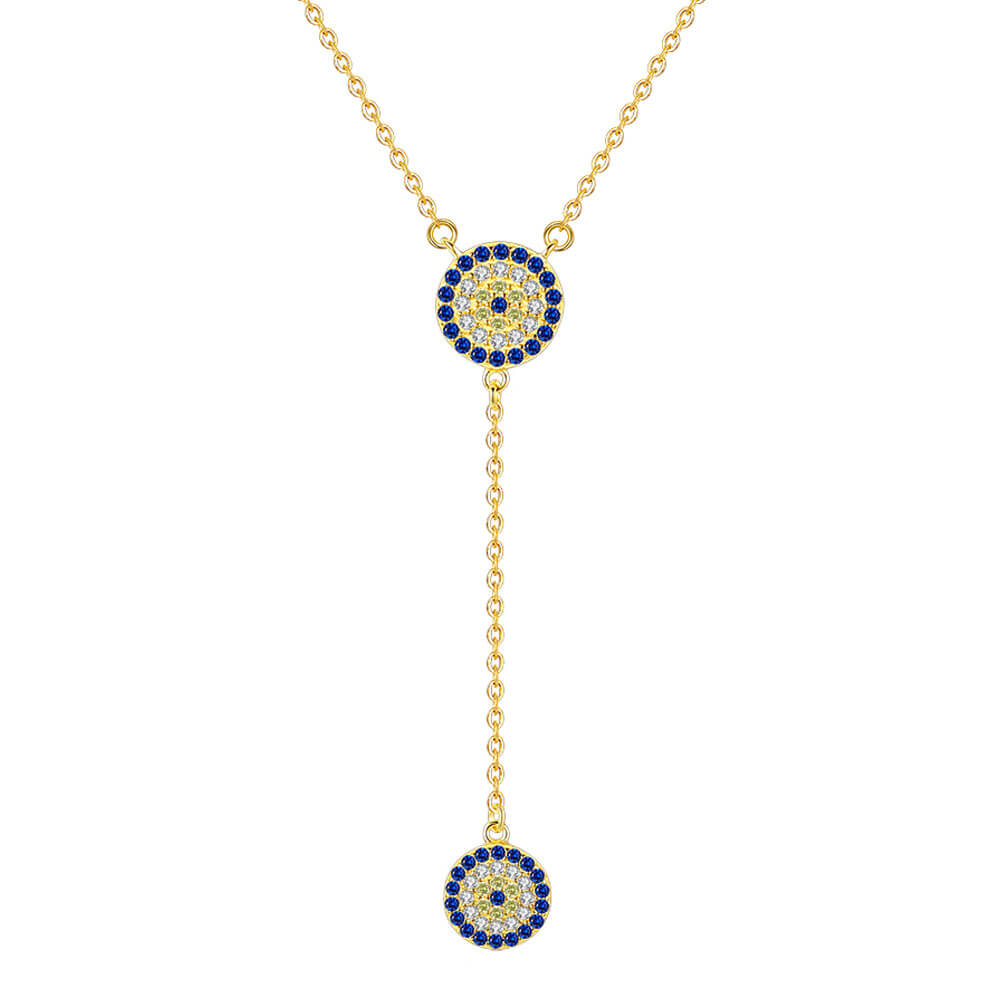 Gold Greek Evil Eye Chain Pendant Necklace