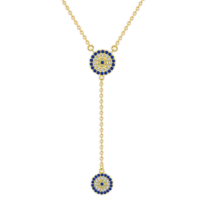 Gold Greek Evil Eye Chain Pendant Necklace