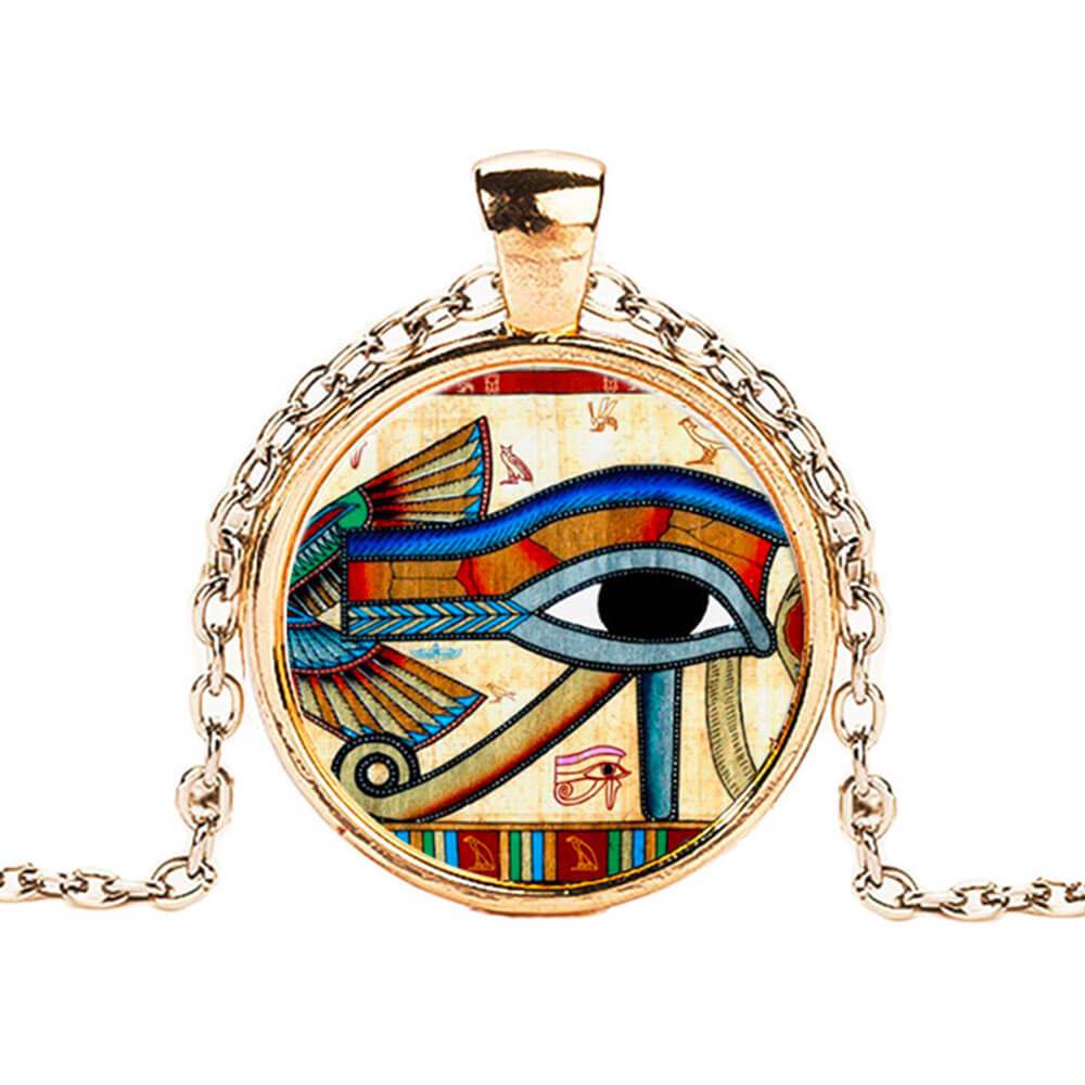 Gold Udjat Amulet Eye of Horus Pendant Necklace
