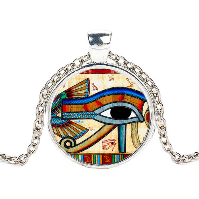 Silver Udjat Amulet Eye of Horus Pendant Necklace